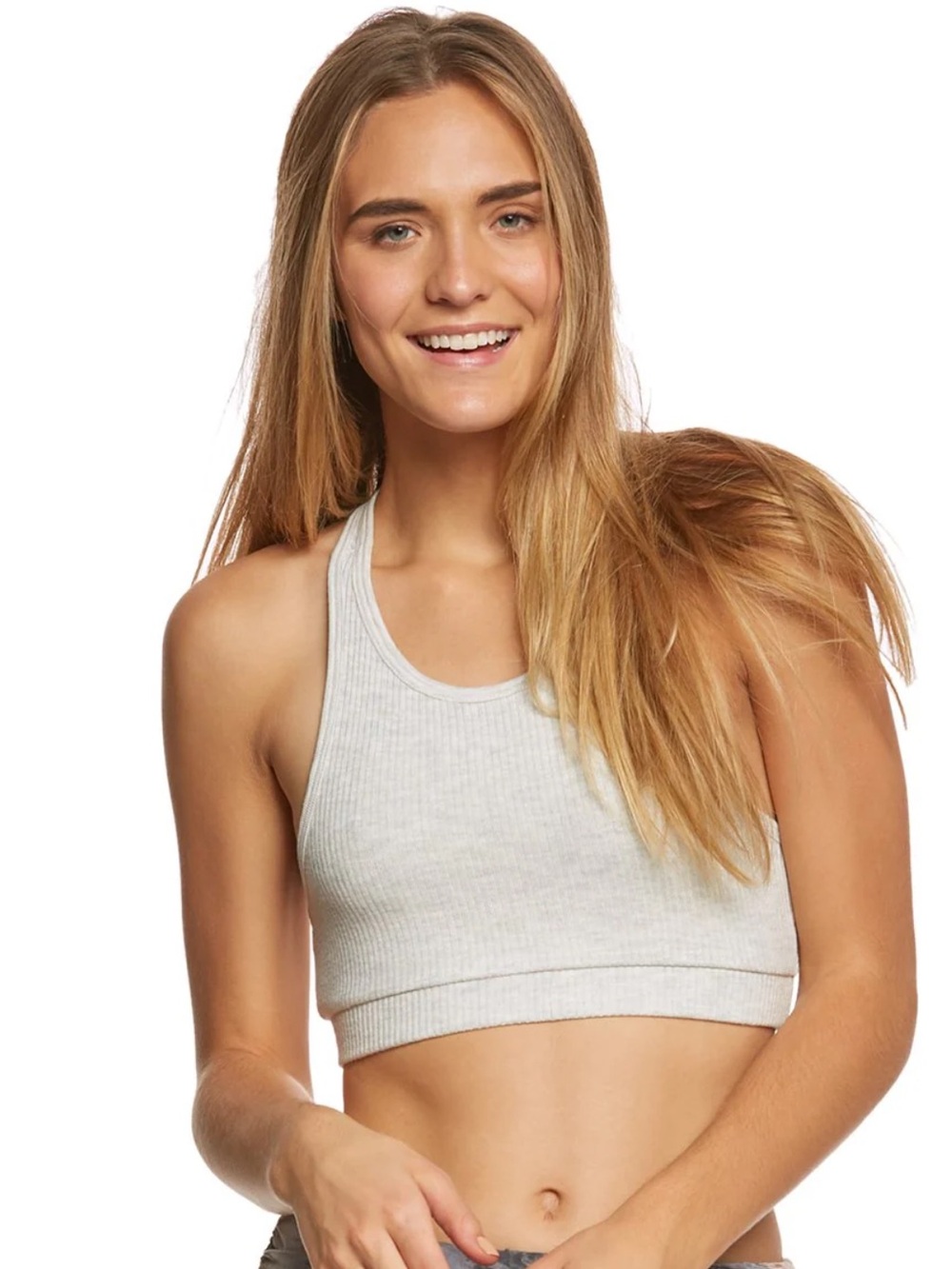 Spiritual Gangster Women's Ballet ribbed bra top in Light Gray